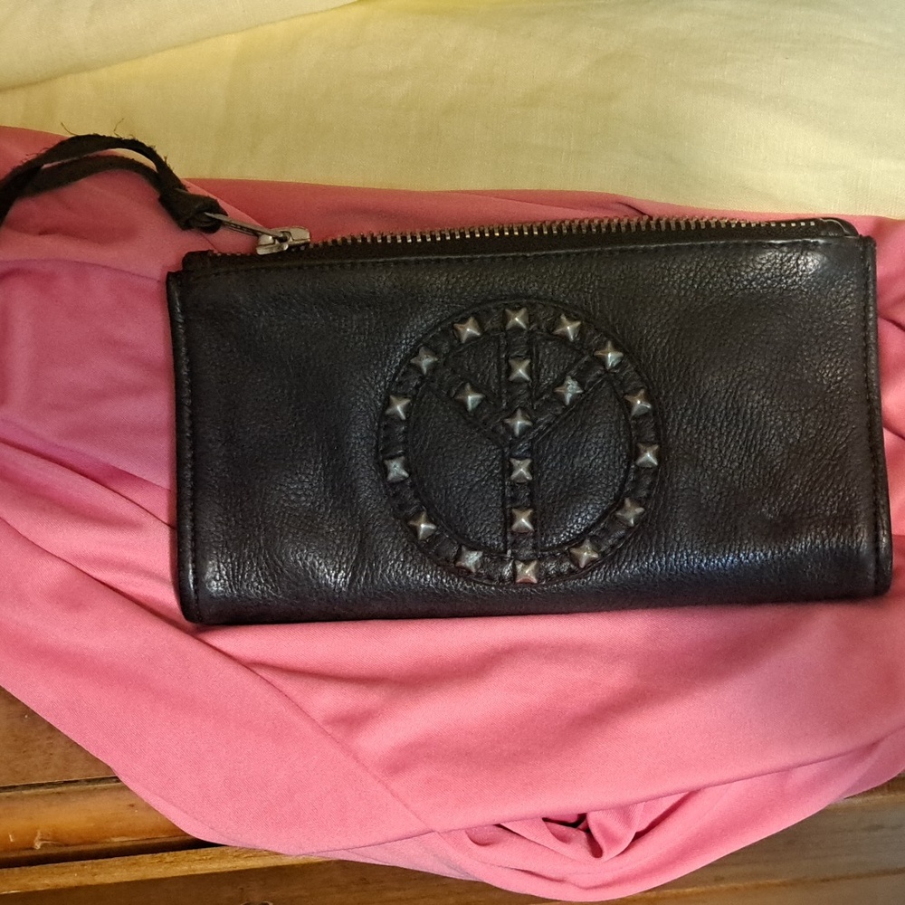 Kettleblack black leather studded wallet